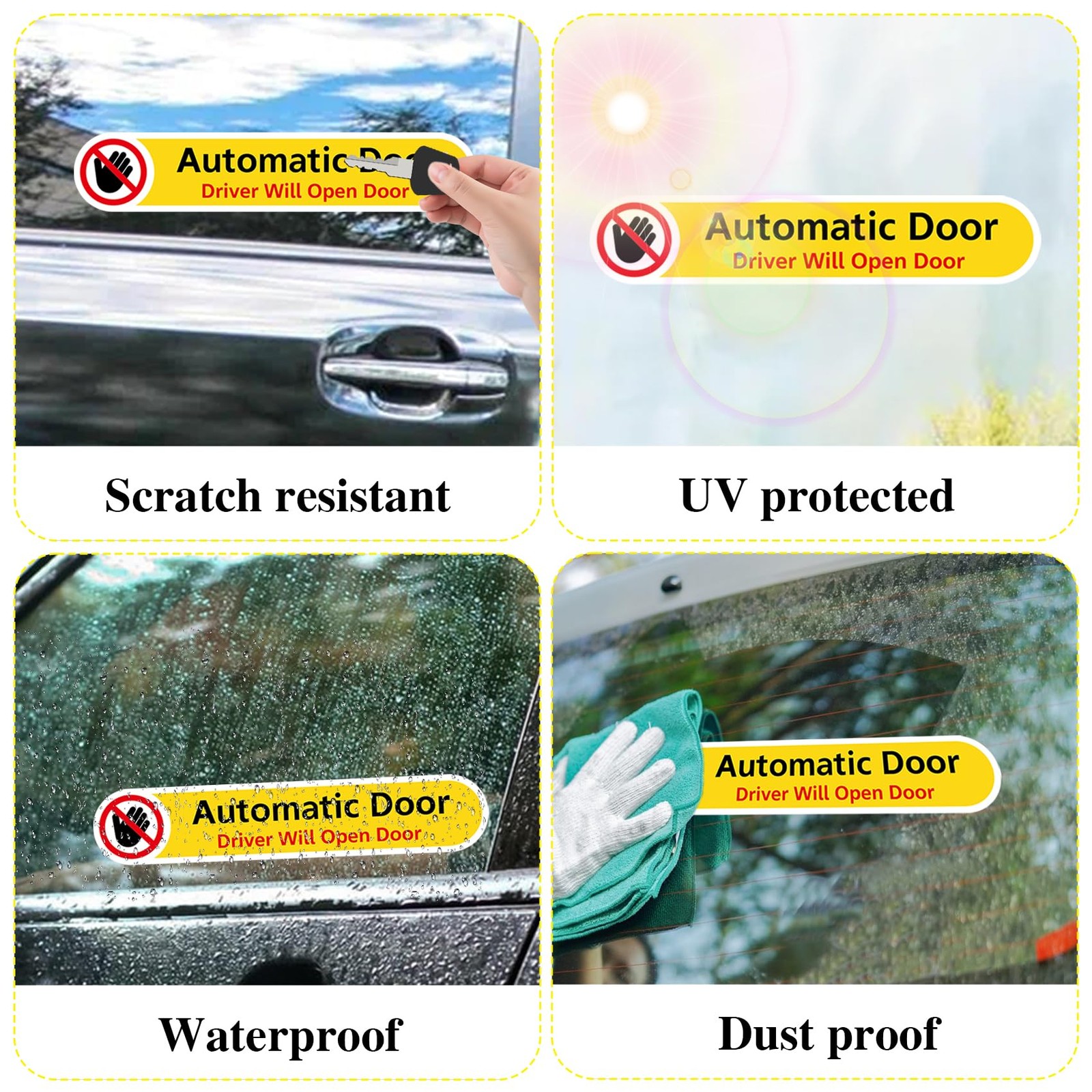 3Pcs Automatic Door Driver Will Open Door Sign Car Decal Warning Stickers