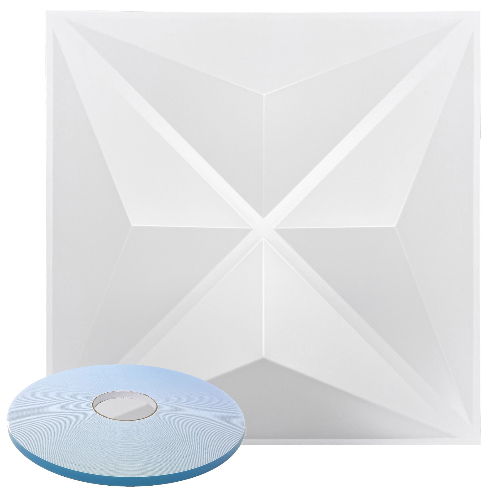 Star Textured Premium PVC 3d Wall Tile Panel 19.7" x 19.7" Pack of 12 White
