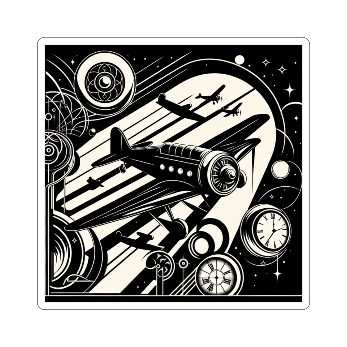 Sticker Surreal 1930s Art Deco Airplane Aviation Retro Classy Classic Collecter