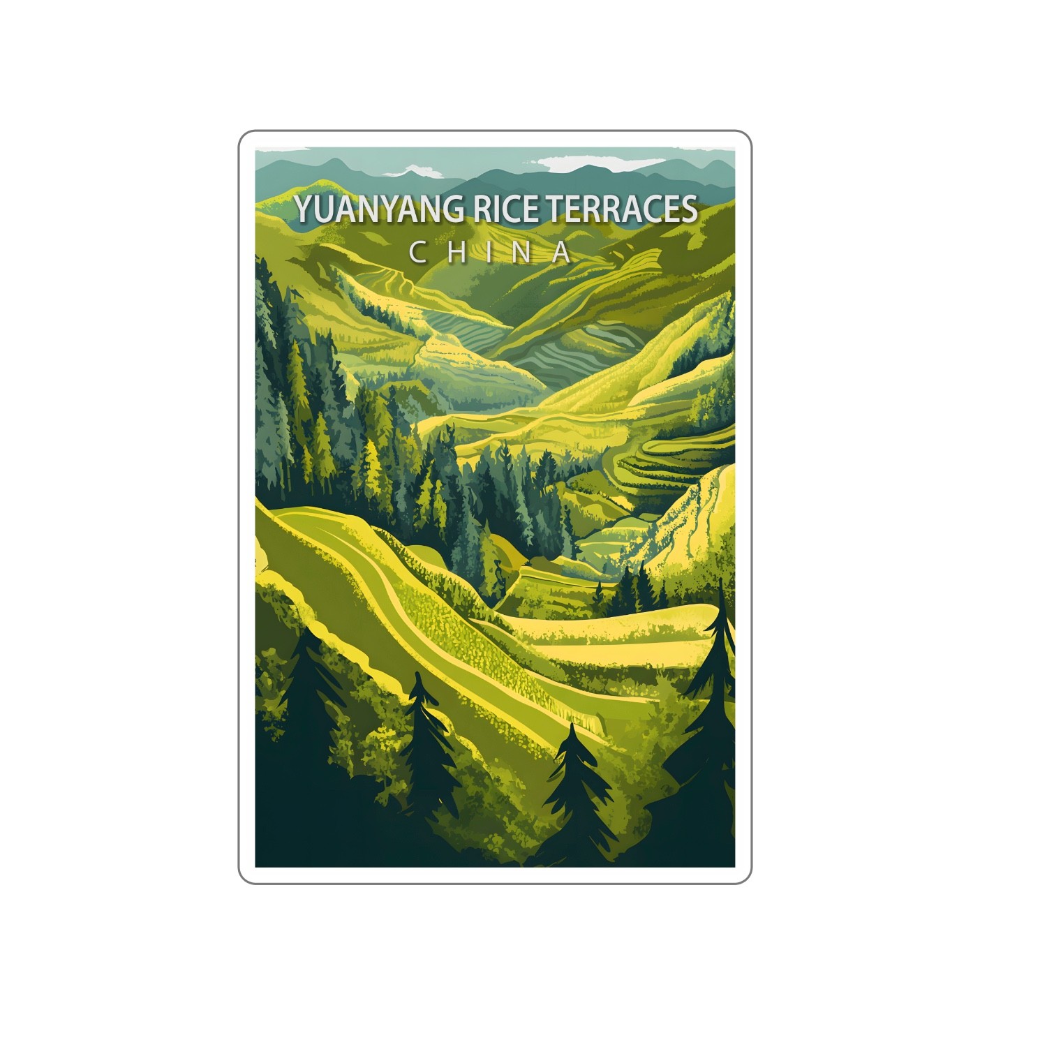 Yuanyang Rice Terraces Honghe Hani Field China Travel World Vinyl Decal Sticker