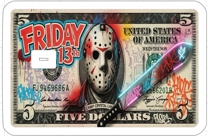 Horror Movie Killer Money ATM Debit Credit Sticker Skin Halloween Freddy Jason