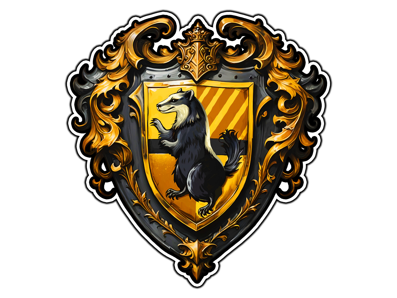 #0304 Hufflepuff House Crest Logo #1 Wizard School Sticker Waterproof Vinyl Car