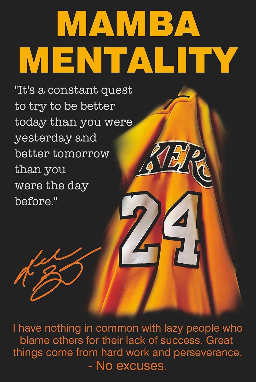 Black Mamba Inspirational Quotes Poster, Black Mamba Mentality Wall Art Decor…