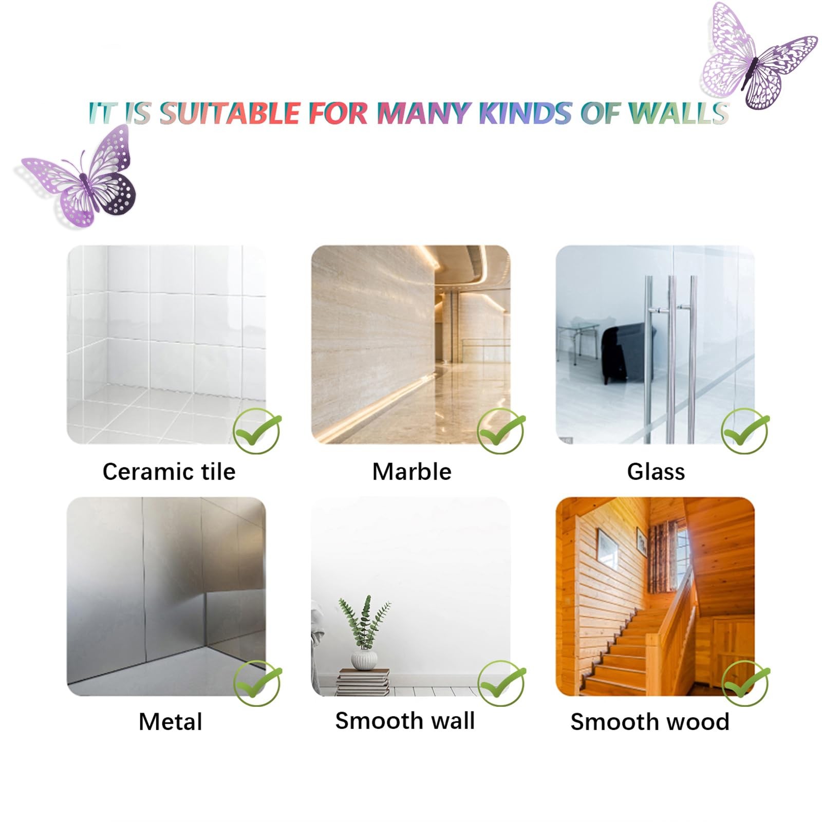 3D Butterfly Wall Decor 48 Pcs Lavender Butterfly Decorations
