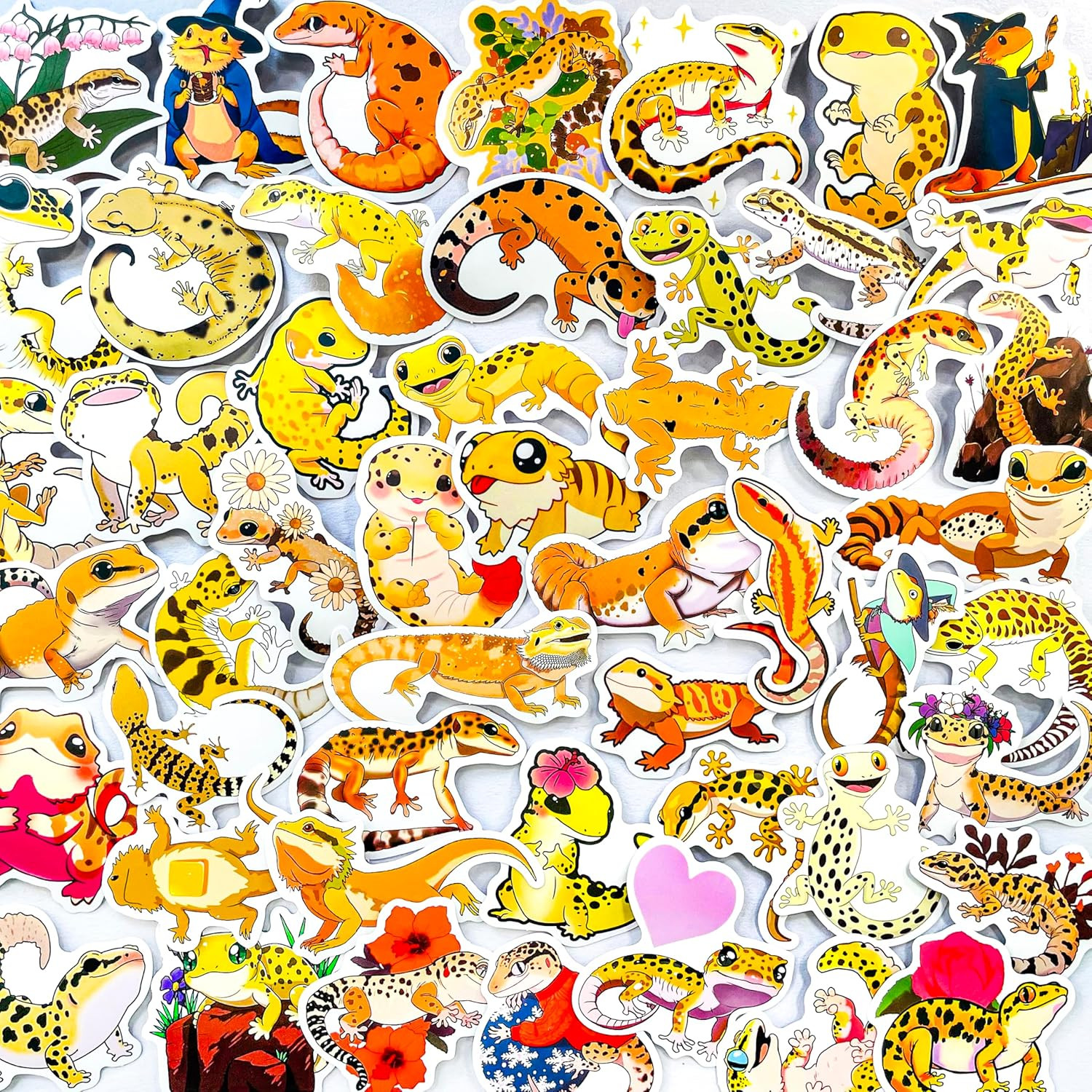 50pcs Reptile & Amphibian Stickers – Waterproof Vinyl Lizard, Gecko, Frog, Snake