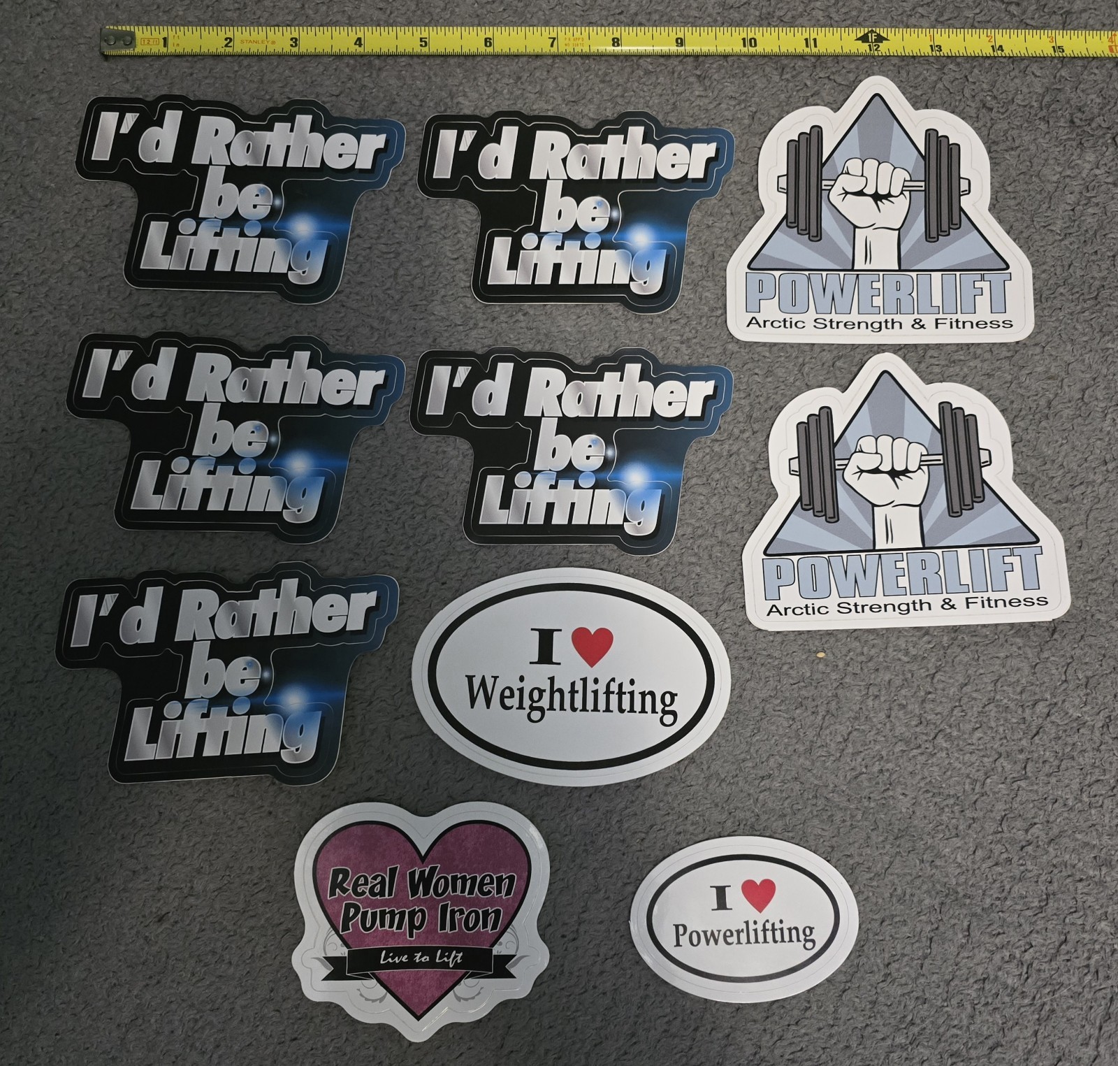 10x Sticker Decal Lot = Weight Power Lifting Triathlon Woman Gym Boxing Vinyl