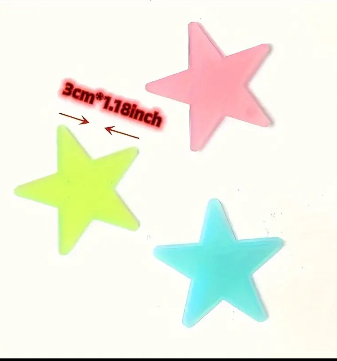 100PCS 3CM Luminous Star Wall Sticker Luminous Fluorescent 3D Kids Bedroom