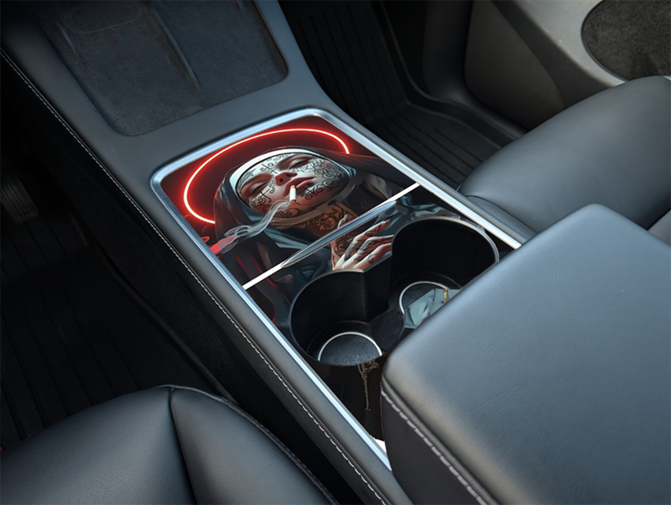 Tesla Model Y Center Console Dark Devotion Wrap Kit (2021–2025) | Precision Fit