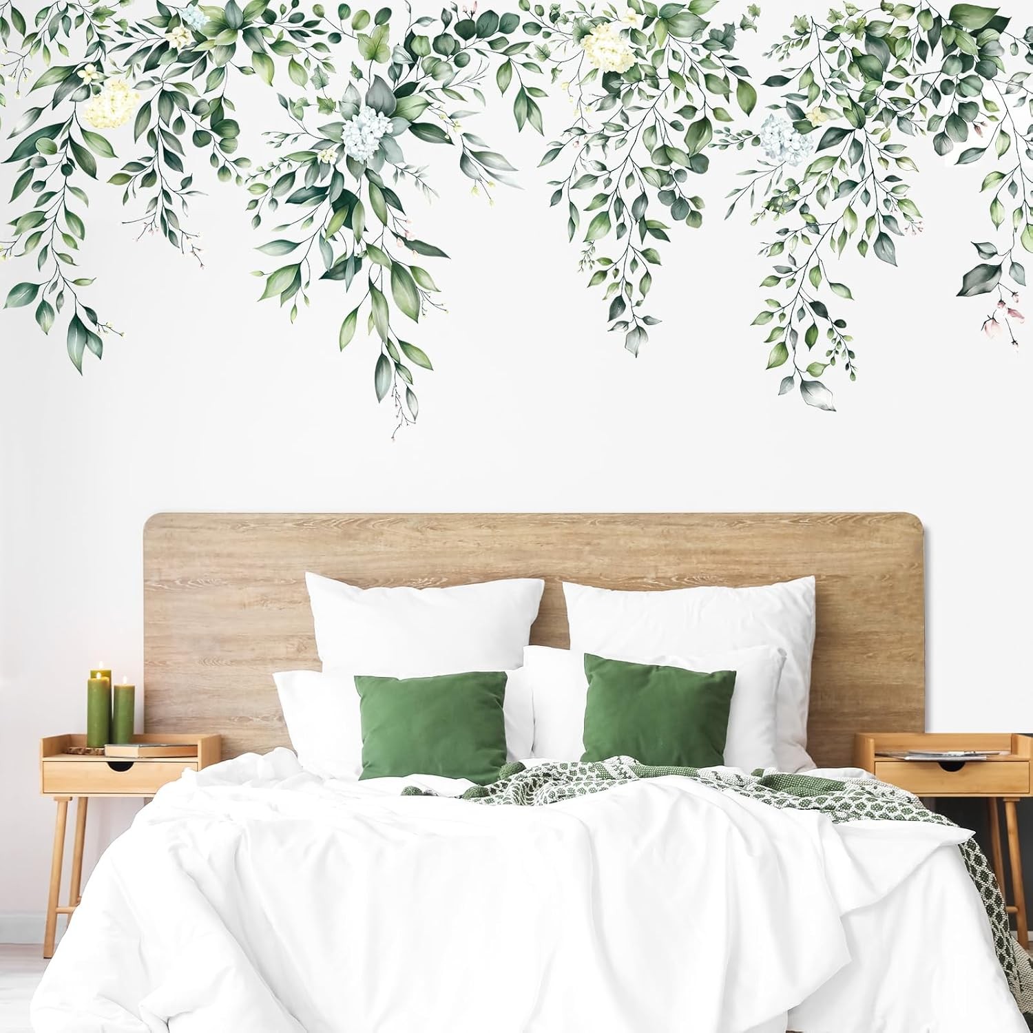 Green Leaves Wall Stickers Decor Hanging Vine Flower Art Decals