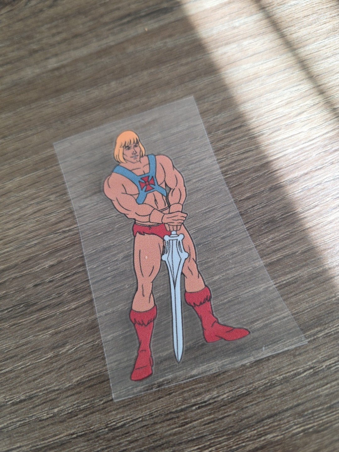 He Man Retro Cartoon Vintage UV DTF Raised Decal Sticker Waterproof 2inx 3in