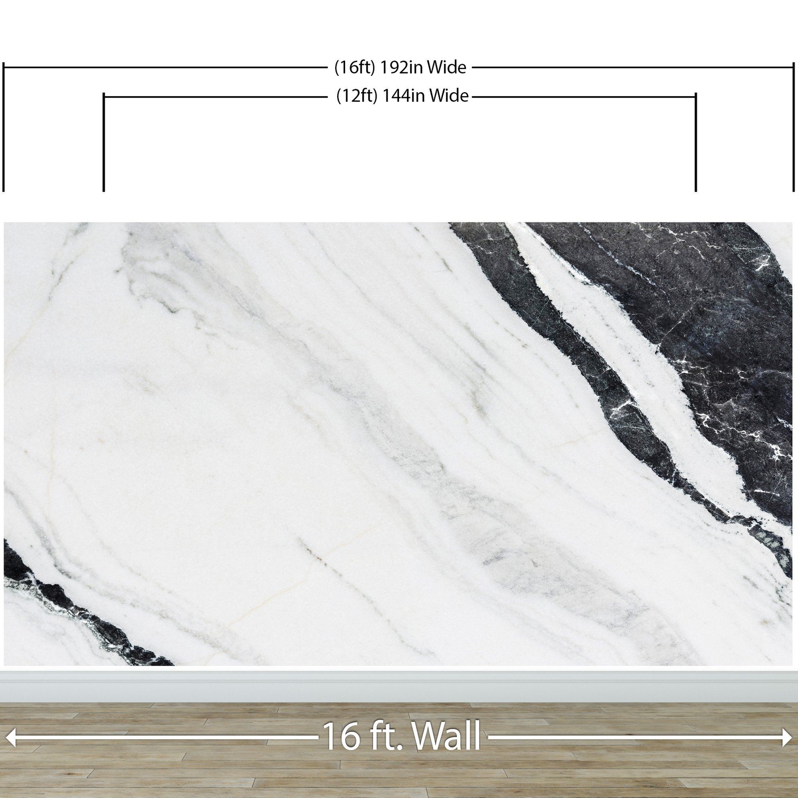 Black and White Marble Stone Granite Slate Wall Mural. Peel and Stick. #6273