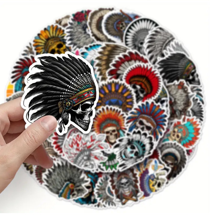 Indian Chief Skull Vinyl Stickers – Select A Sticker – BUY2GET4FREE!