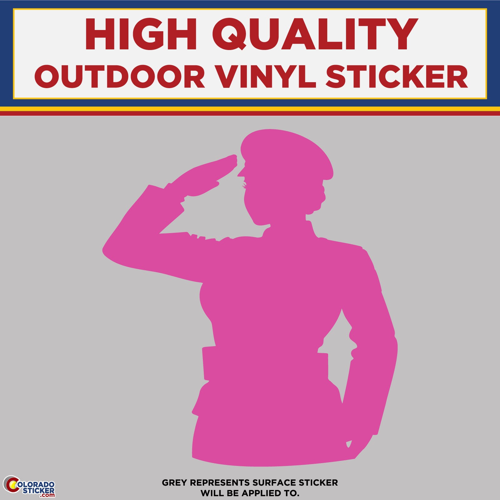 Female Soldier Saluting Die Cut, High Quality Vinyl Sticker Decal