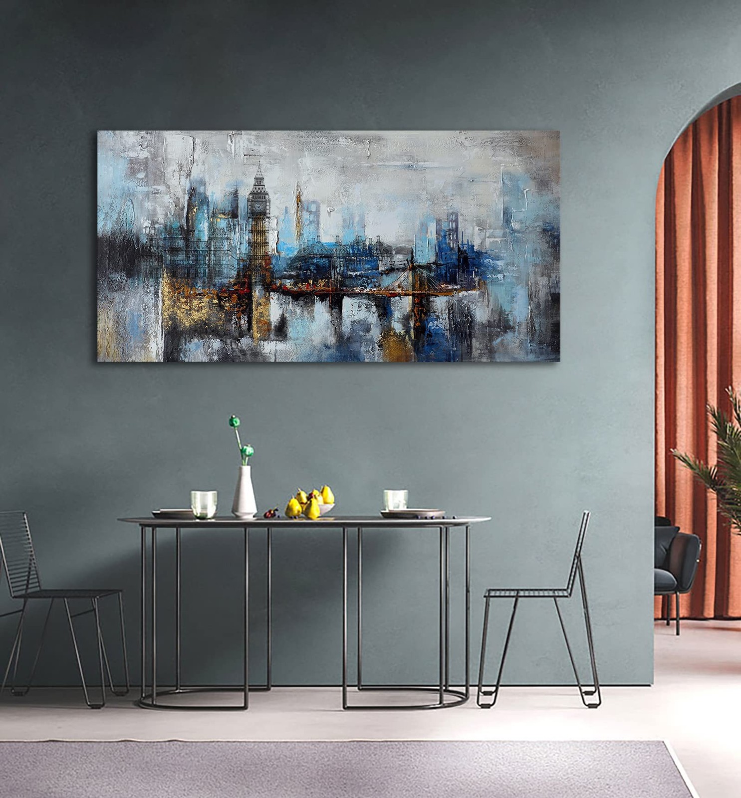 Pogusmavi Large Wall Art for Bedroom Abstract City View Canvas Art Modern Hom…