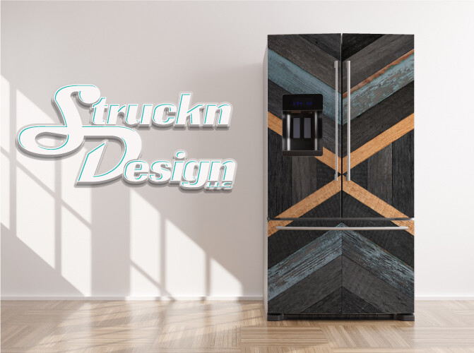 Dark Tan Wood Planks Barn Style Rustic Fridge Freezer Wrap Side Door Vinyl Decal