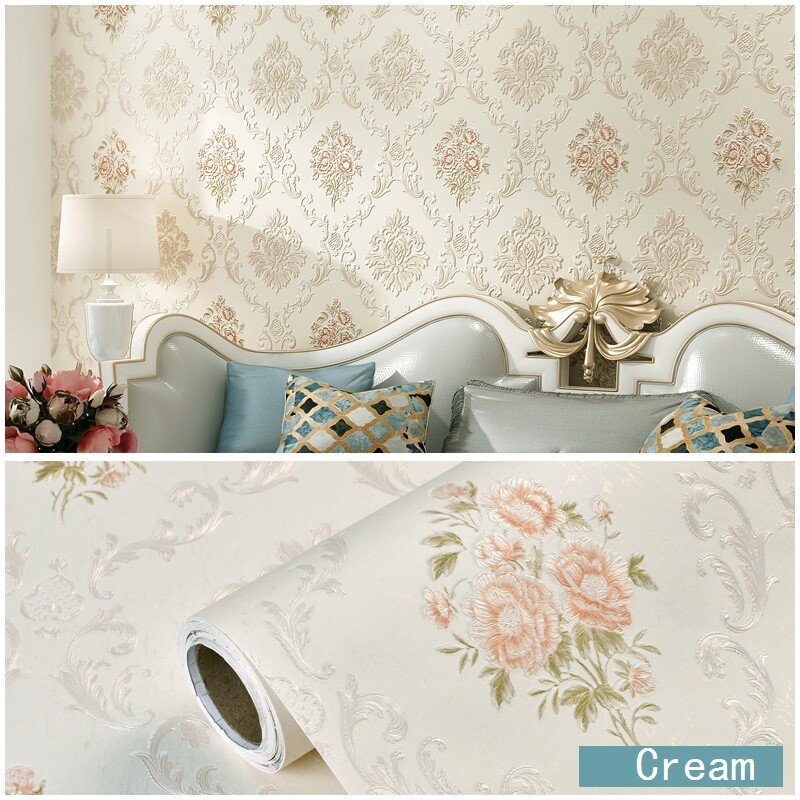 Wallpapers Embossed Textured Self-adhesive Wall Stickers Decal Floral DIY Modern