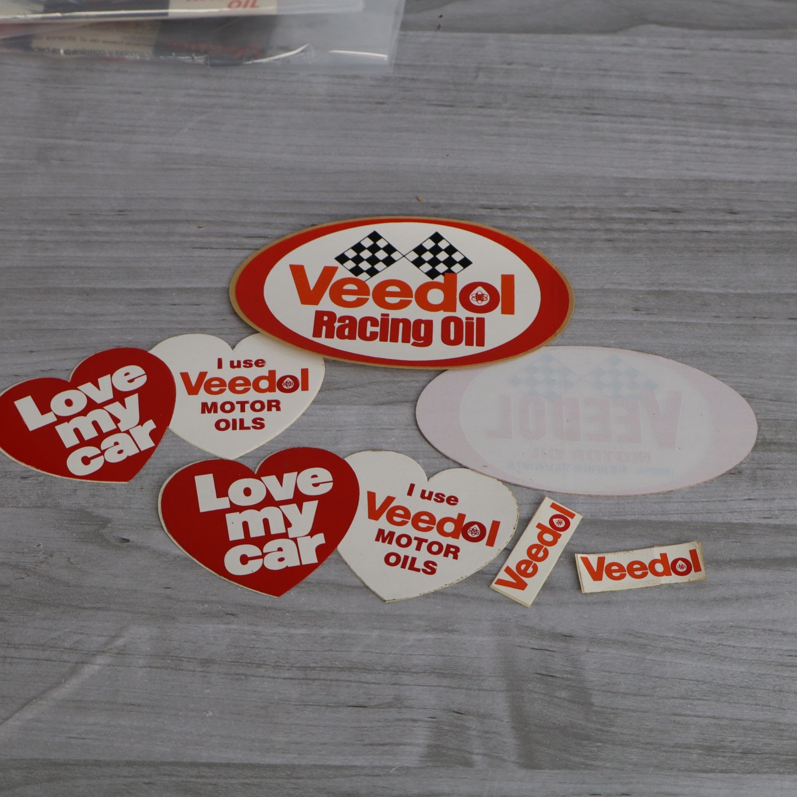 Vintage VEEDOL MOTOR RACING OIL DECAL 8 Stickers / Car Window Bumper Truck #663