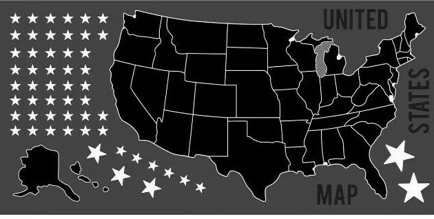 RoomMates Giant Wall Decals United States Map Chalk Board w/ Chalk Peel & Stick