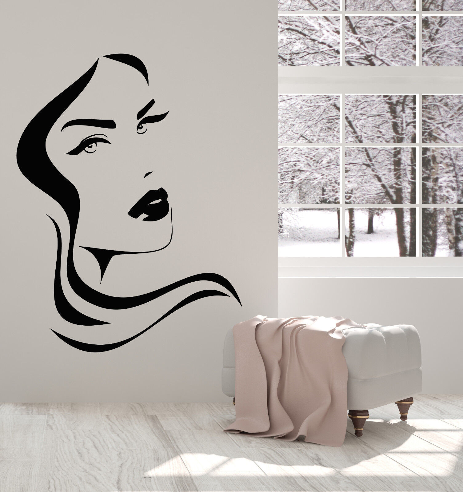 Vinyl Wall Decal Girl Face Sexy Lips Hairstyle Beauty Hair Salon Stickers 2716ig