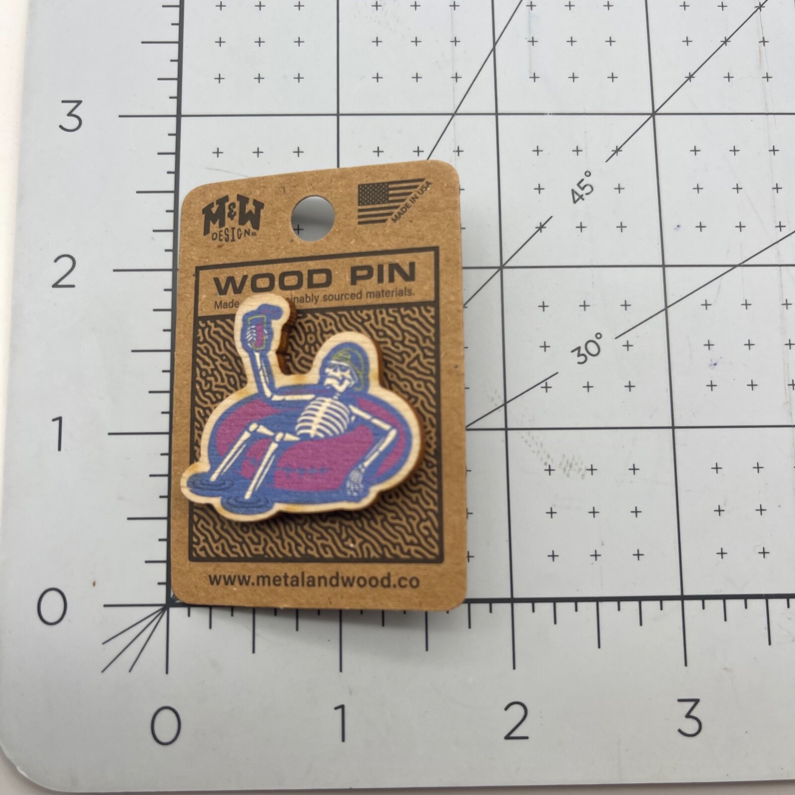 Metal and Wood Co Wood Pin Travel Swood Cool Dude Skeleton Lazy River Tubing