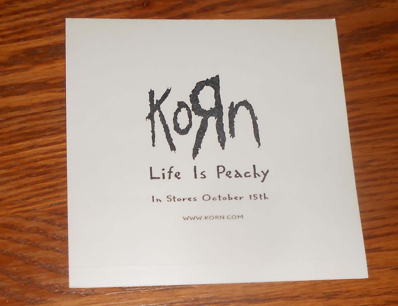 Korn Life is Peachy Sticker Square Promo 5×5 B&W
