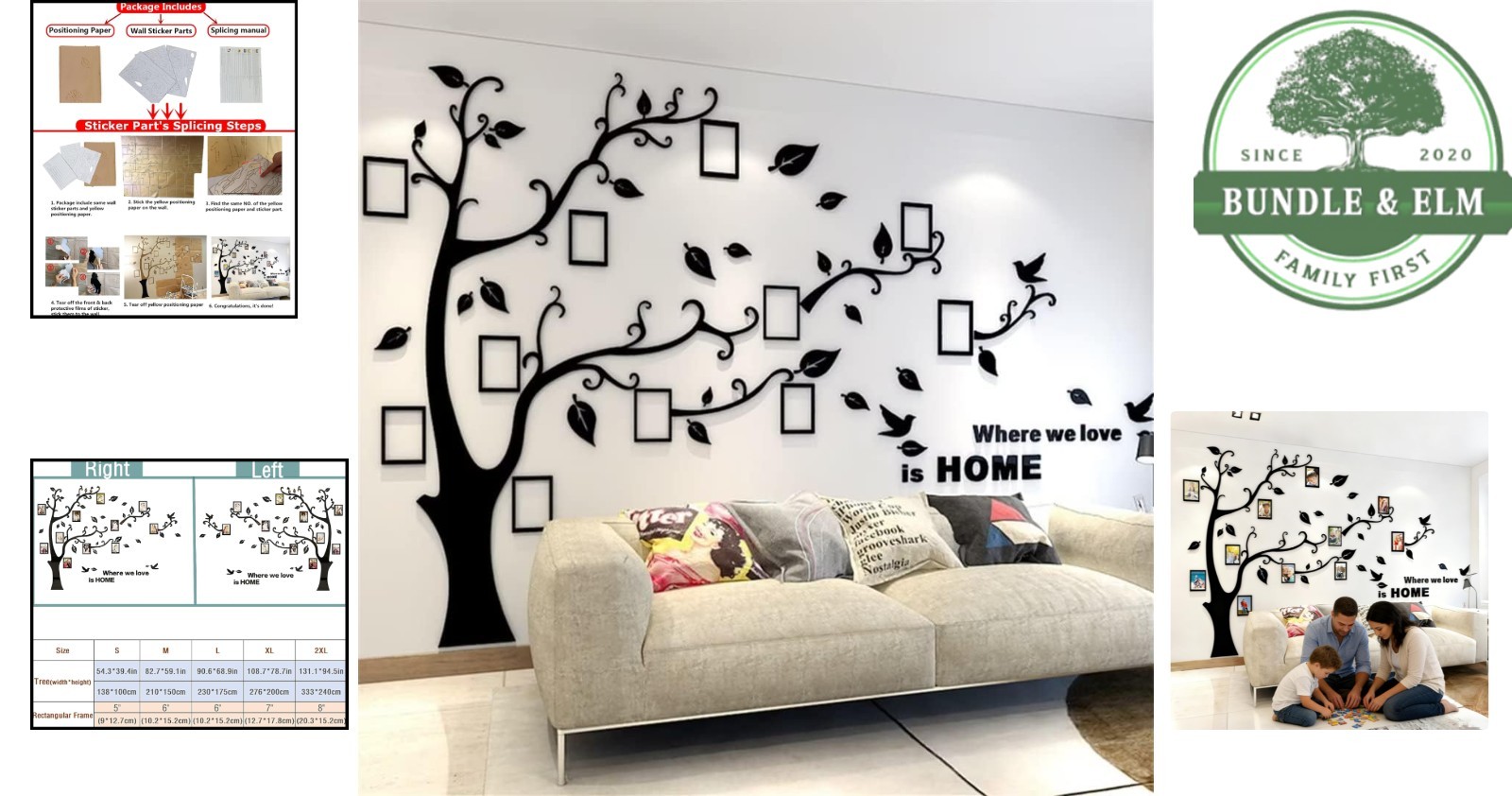 3D Tree Wall Stickers for DIY Family Photo Frames – Nature-Themed Decor