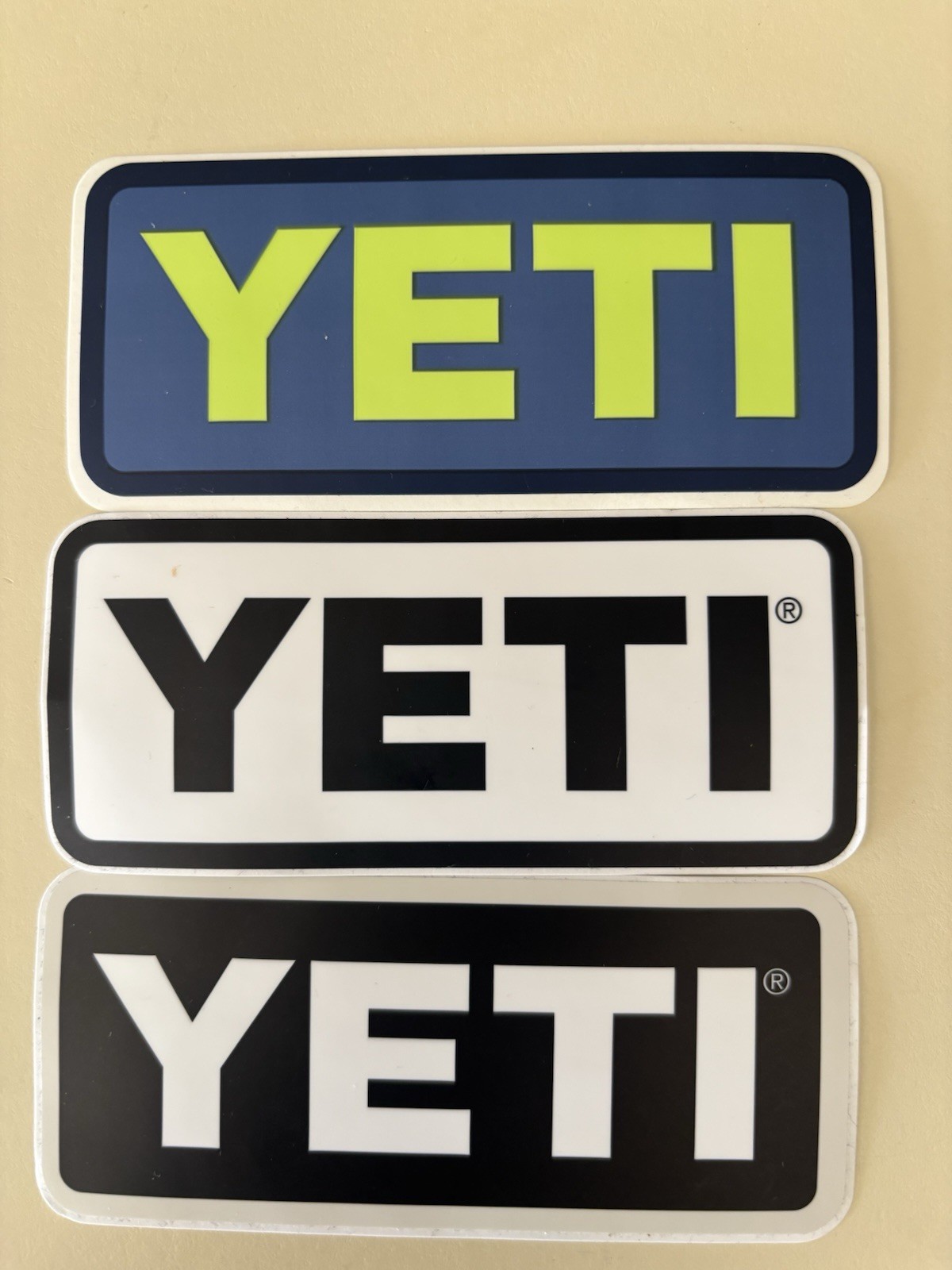 3 pack Original Yeti Stickers With Blue And Yellow Sticker