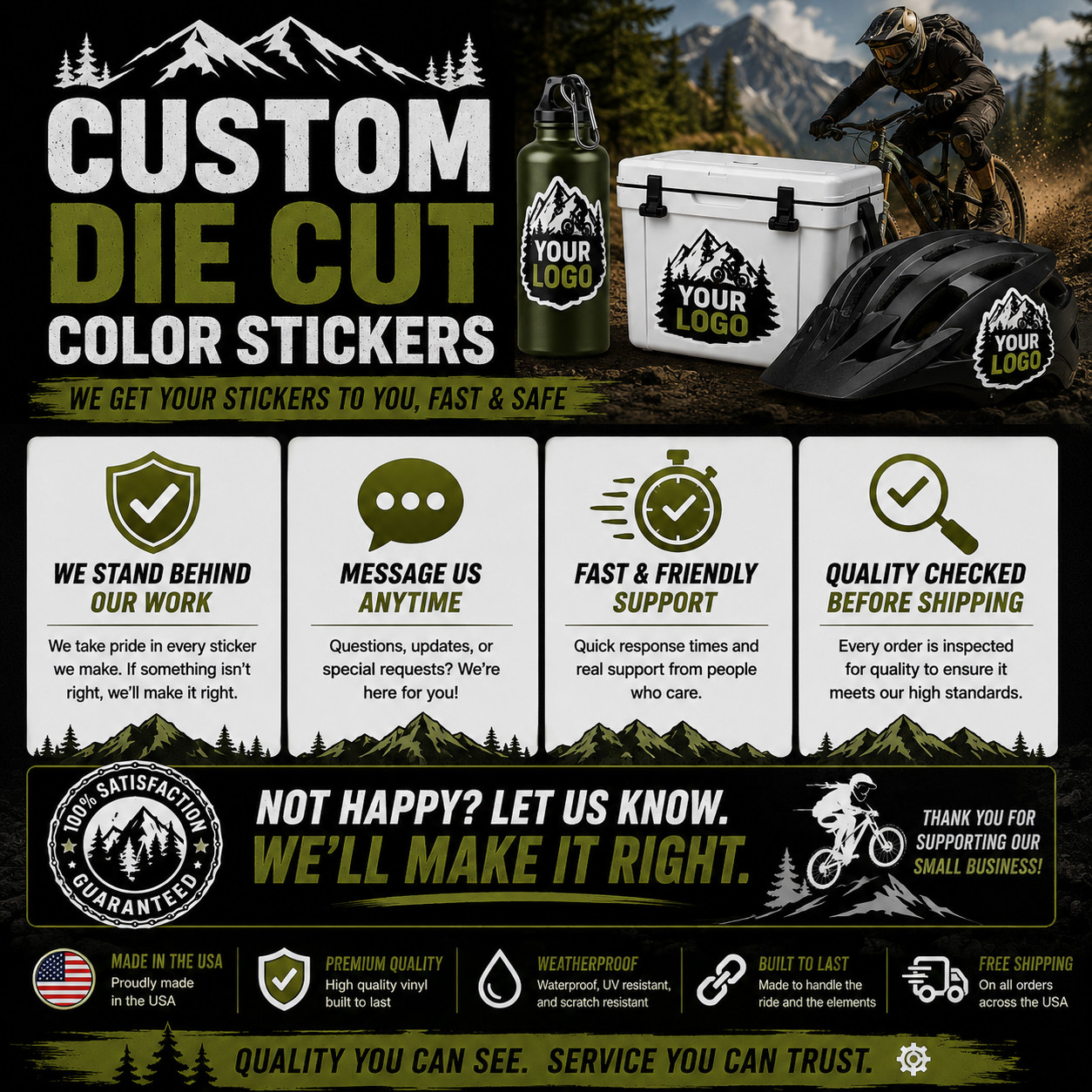 Custom Die Cut Vinyl Color Sticker –UV Resistant Water Resistant Car laptop