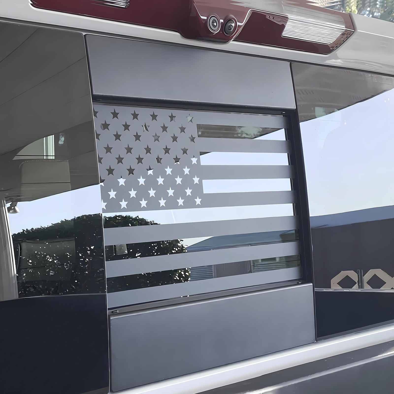 Rear Sliding Window Decal American Flag Vinyl Matte Black Truck 1 PC Fit New USA