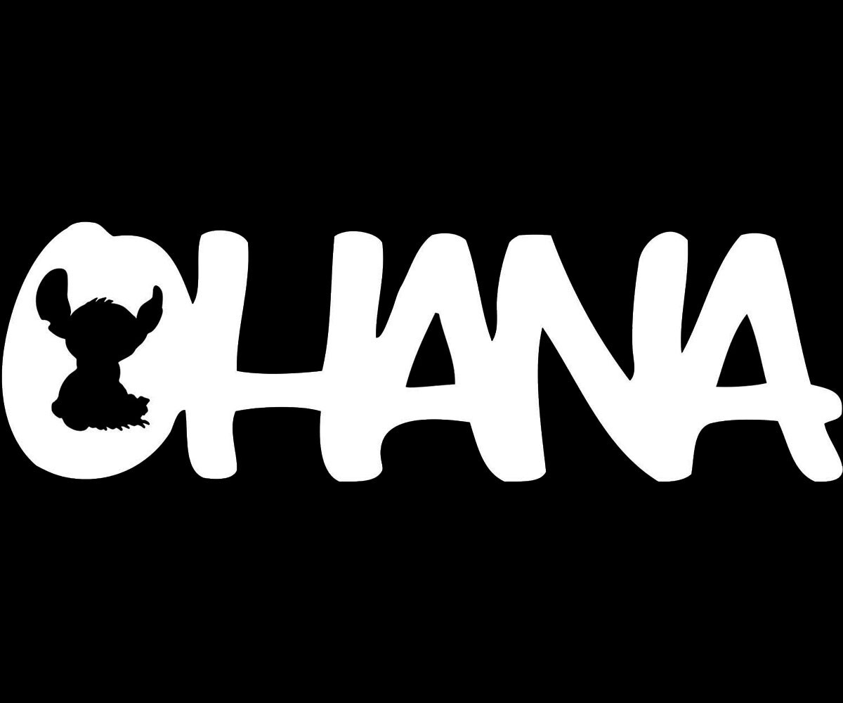 OHANA Lilo & Stitch Inspired Graphic White Vinyl Decal Car Windows Laptop Tablet
