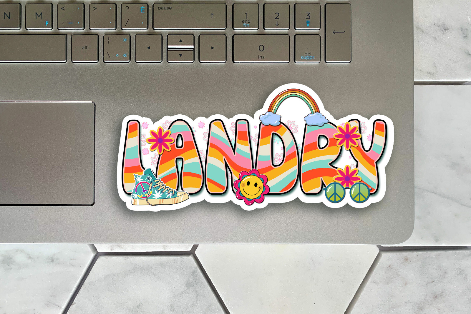 Custom Name Sticker, Retro Hippie Groovy, Aesthetic Personalized Decal