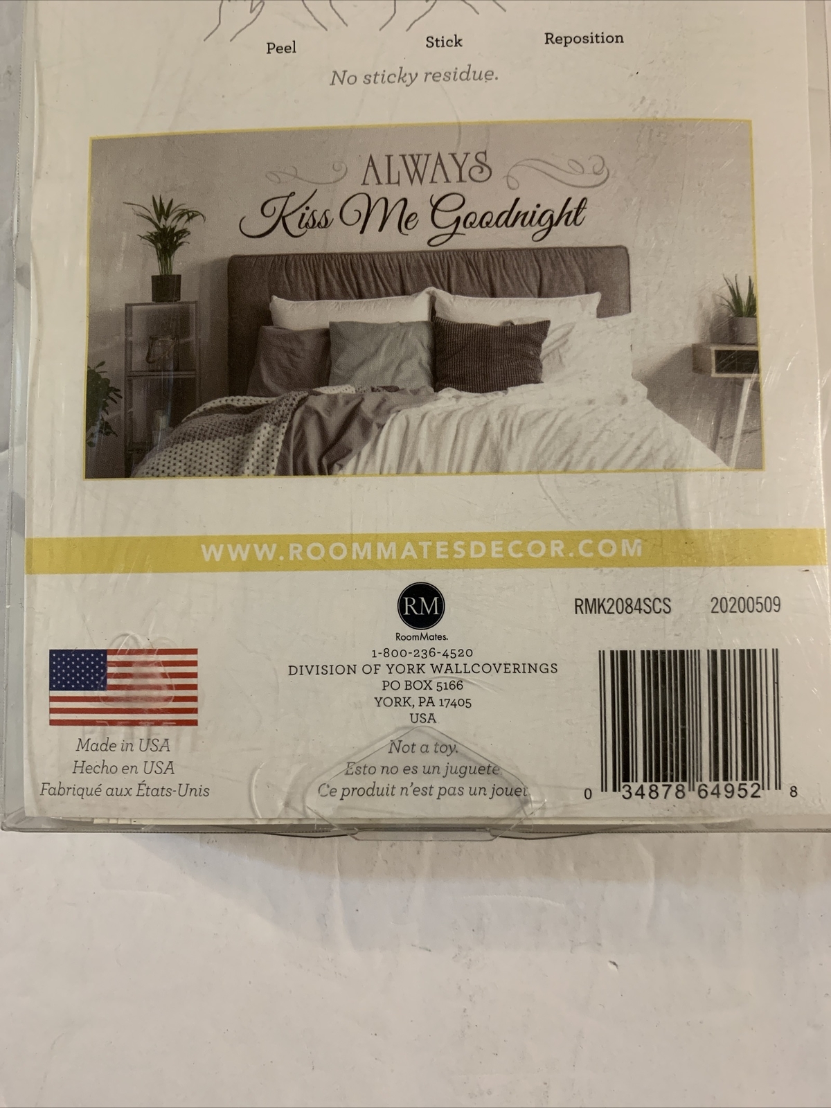 Always Kiss Me Goodnight Wall Decals Easy Remove Reusable Stickers Room Decor