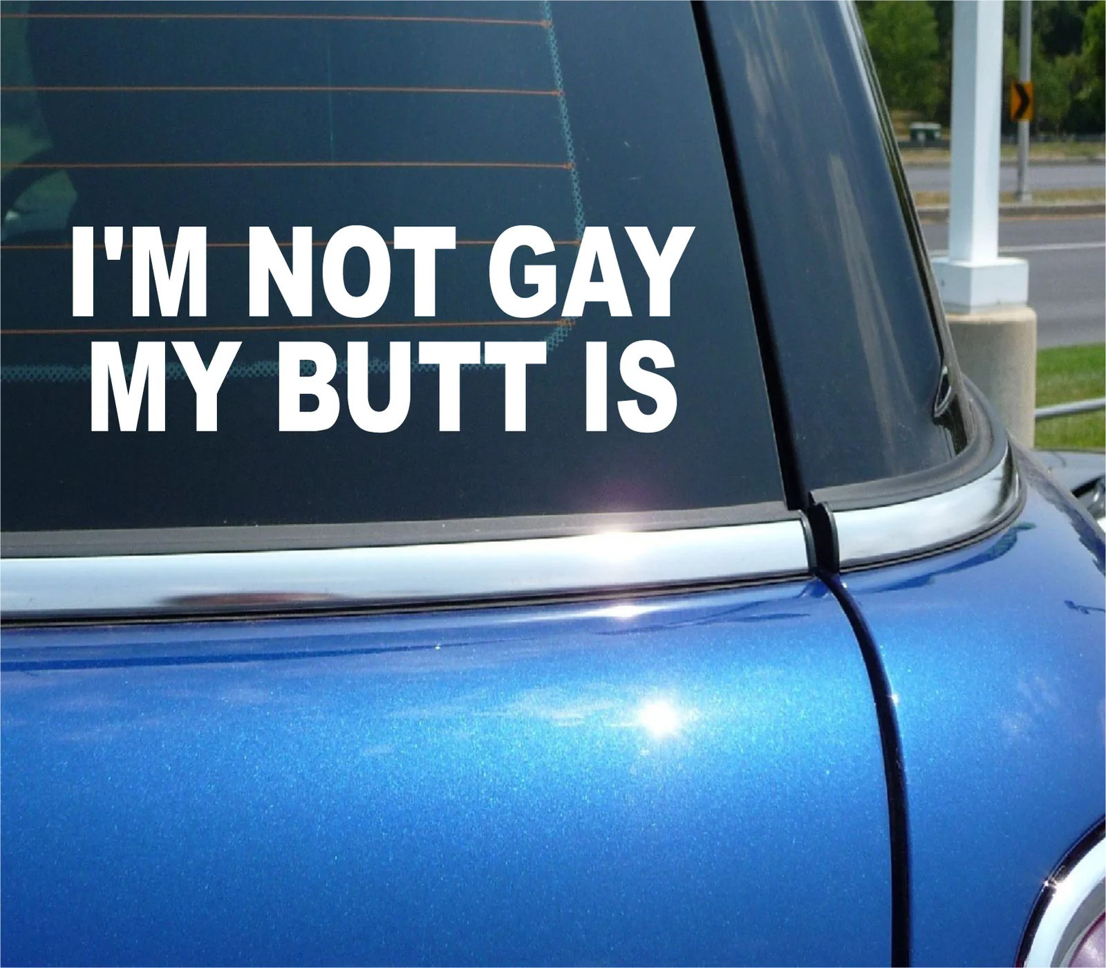 I'M NOT GAY MY BUTT IS STICKER DECAL PRIDE JOKE PRANK GAG FUNNY CAR WINDOW