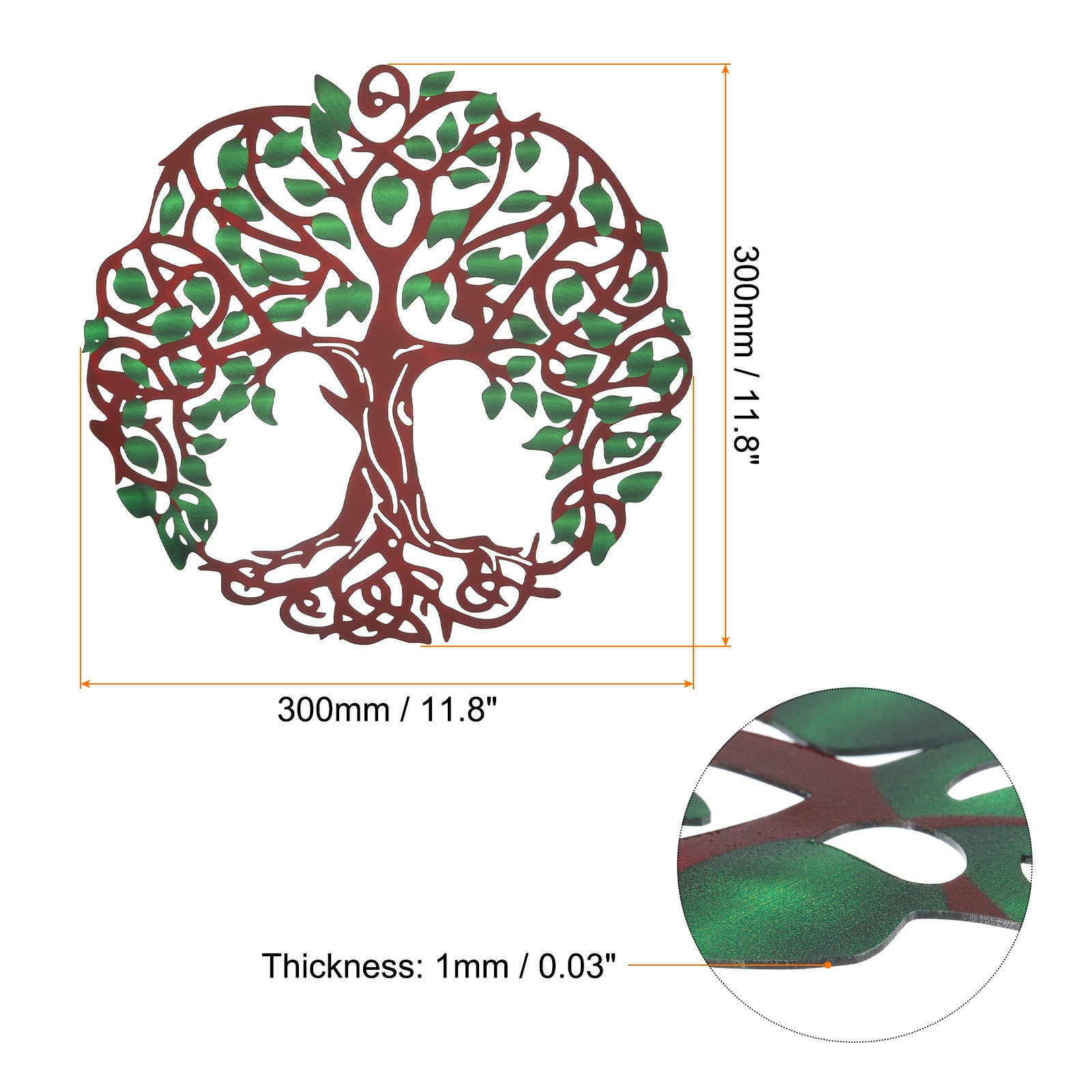 Metal Tree Wall Decor Tree of Life Wall Sculpture Decoration Green Brown
