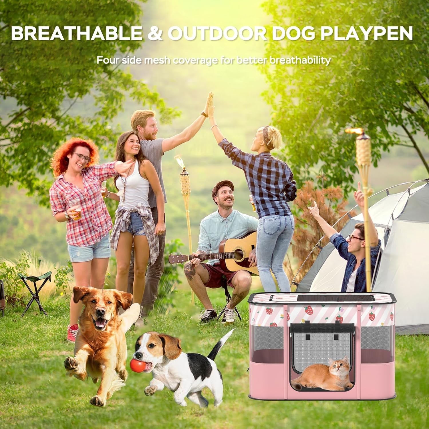 Portable Pet Cat Playpen,Cat Cages Indoor Collapsible Dog Crates Tent Kennel Pla