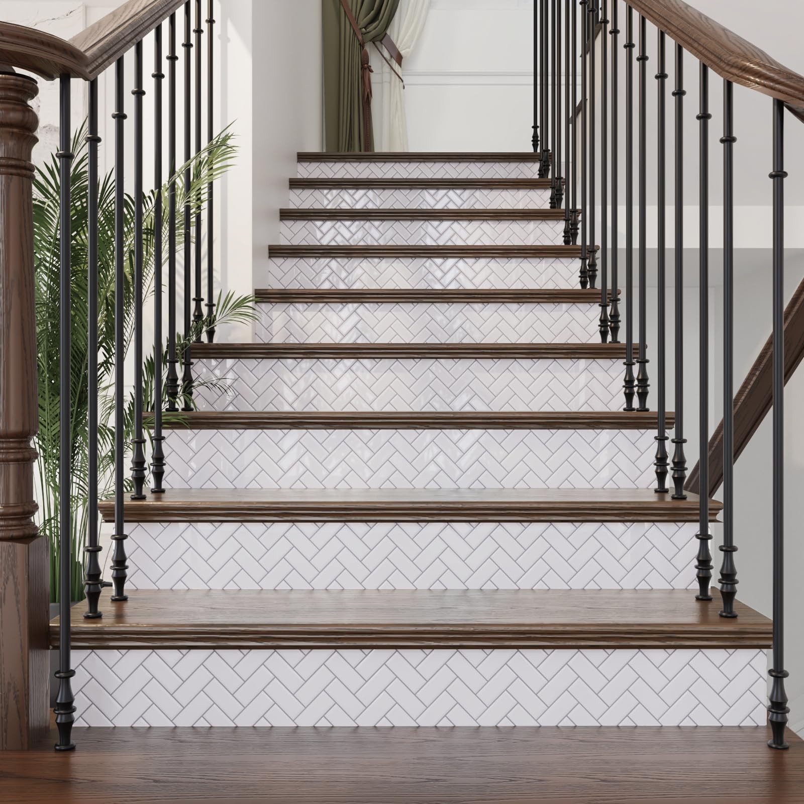 4 Sheets White Herringbone Peel and Stick Backsplash for Kitchen 12"x12" Peel…