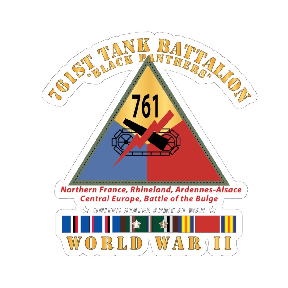 Kiss-Cut Stickers – Army – 761st Tank Battalion – Black Panthers – w SSI WWII E