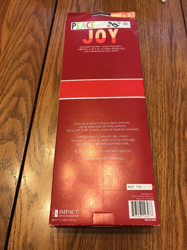 4.875”x 27.5” Foam 3D DIY Wall Art “Peace & JOY” Ships N 24h