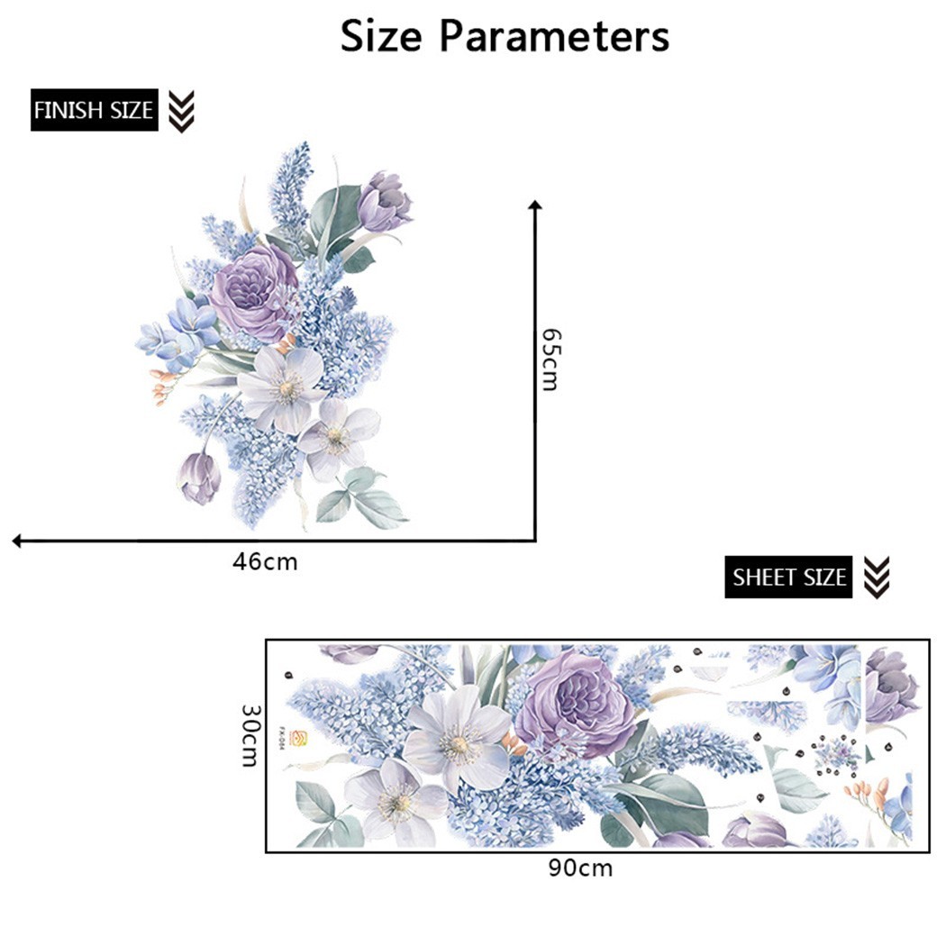 Removable Floral Wall Stickers Waterproof Vinyl Art Flower PVC Decals Home Decor
