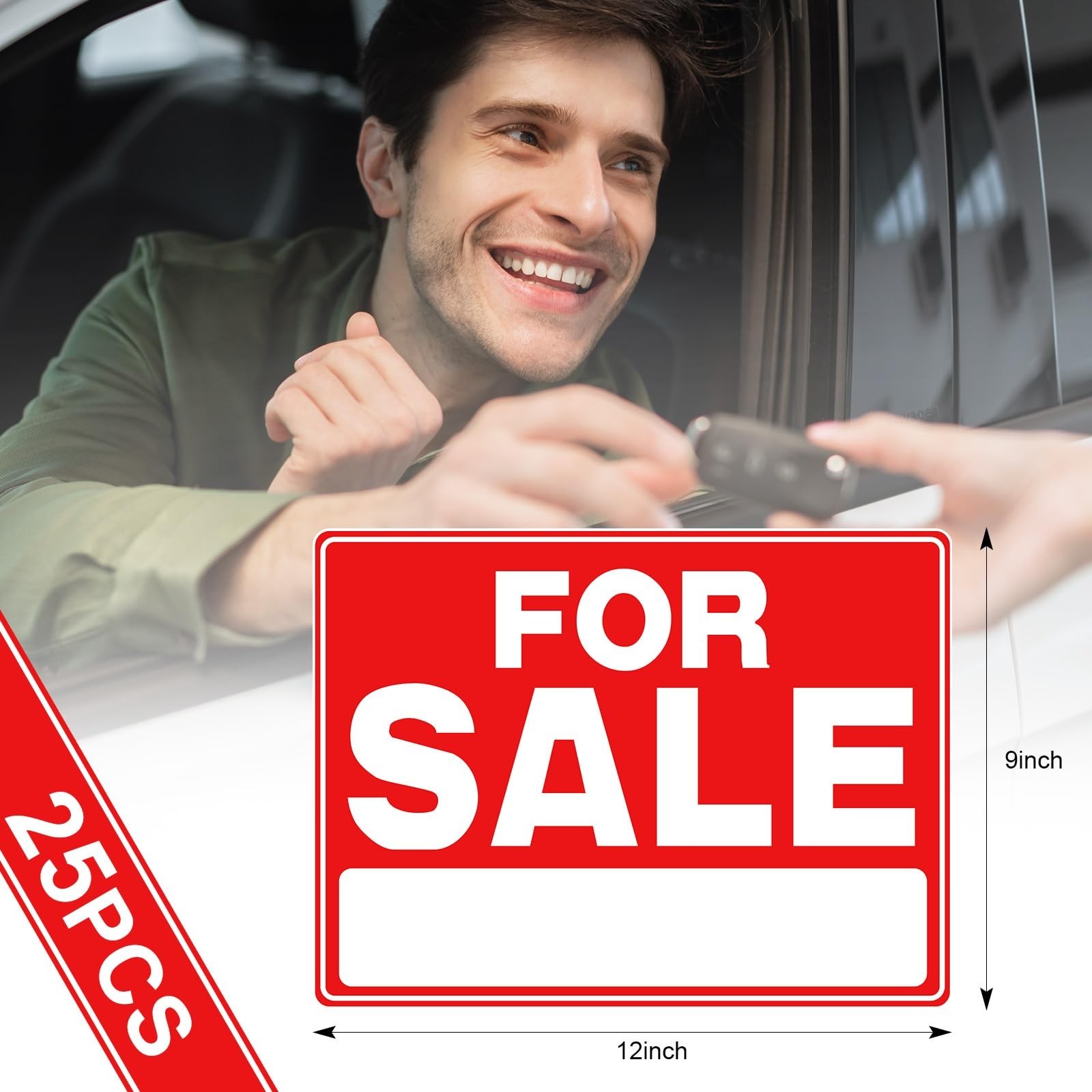 Seajan 25 Pcs for Sale Signs for Car 9 x 12 Inches Auto Sales Signs Vehicle, …