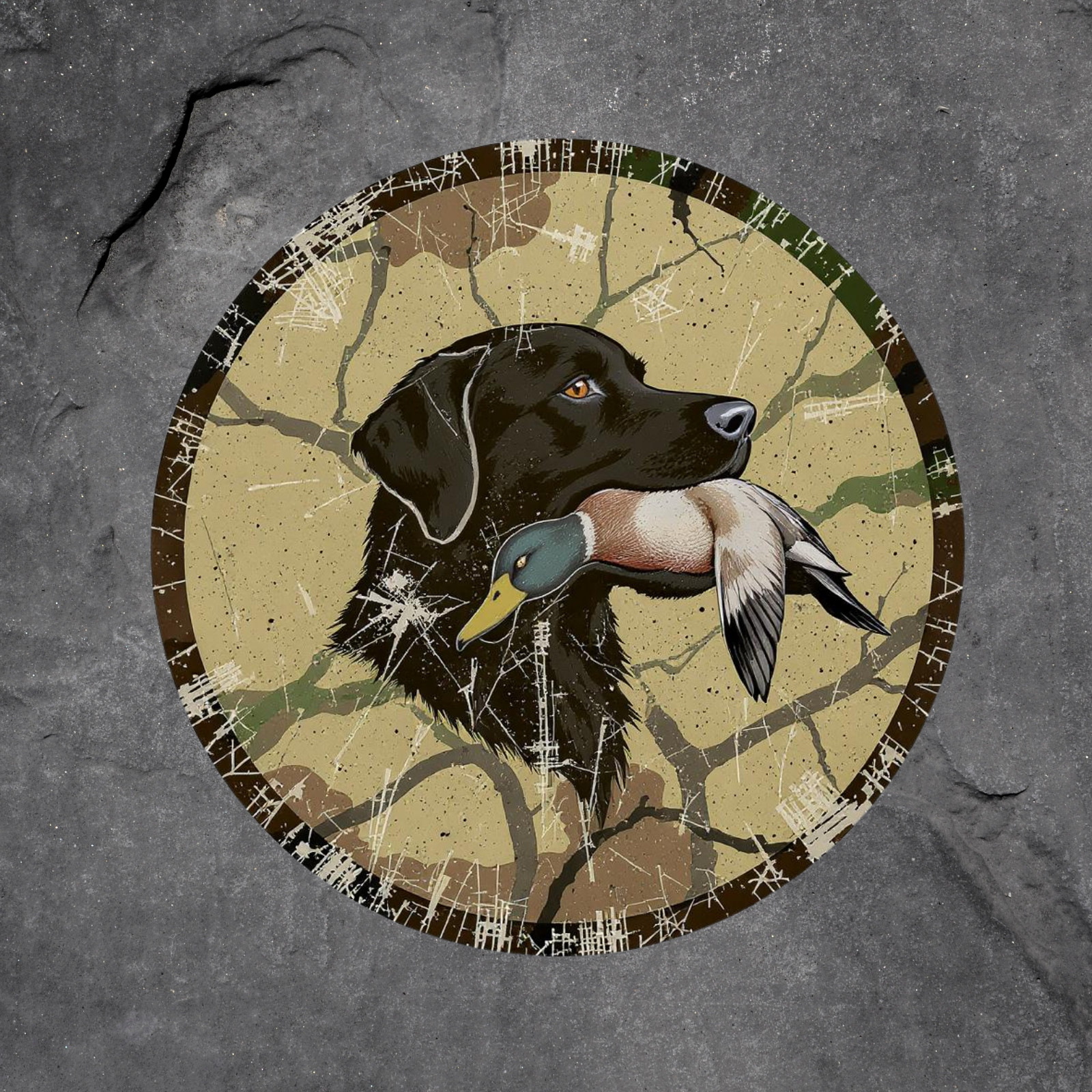 Hunting sticker vinyl decal black lab duck retriever distressed dog hunt