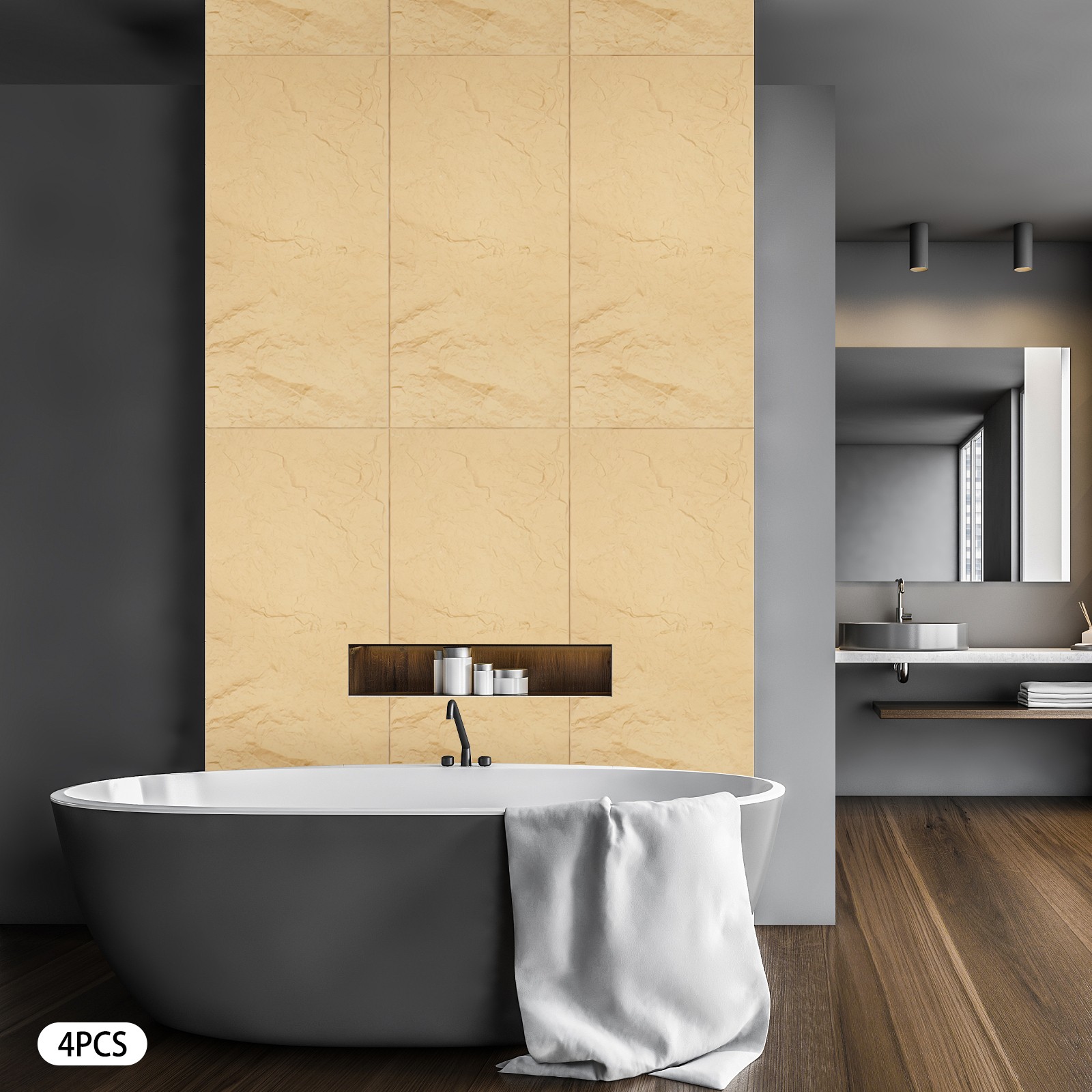 4PCS PU Wall Panels Decor Faux Stone Panel Decoration for Interior Home/Office
