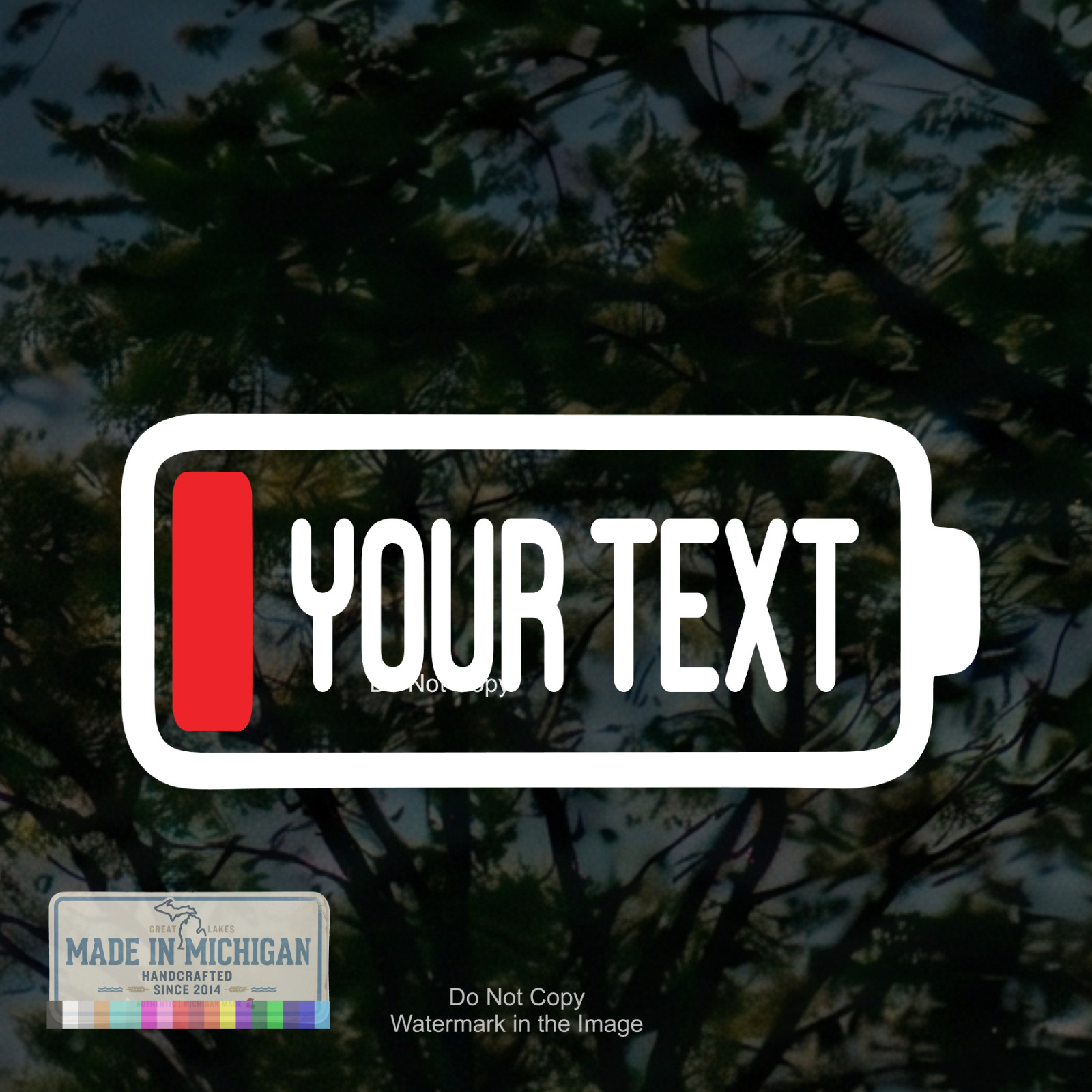 Personalized Low Battery Decal Custom Text Vinyl Sticker Funny Tech Laptop Car