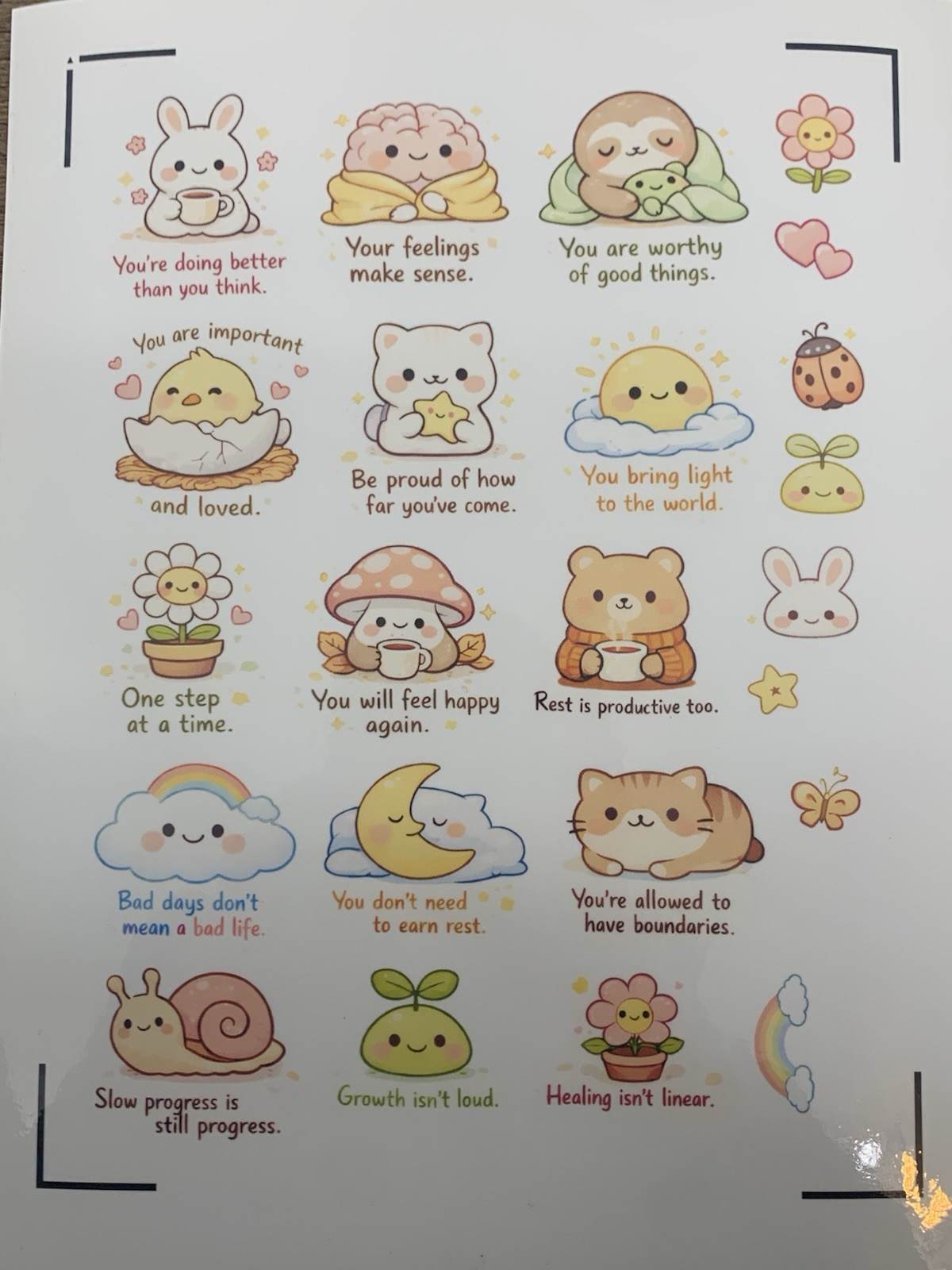 Cute Mental Health Affirmation Stickers – Gentle Therapy Reminders