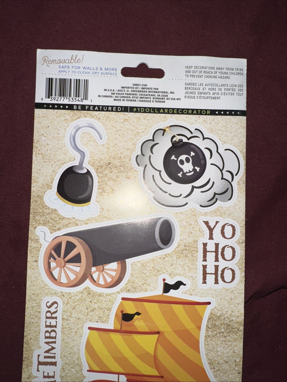 Large Sticker Wall Decals Pirate Island. Treasure chest, lighthouse boat. 5 sets