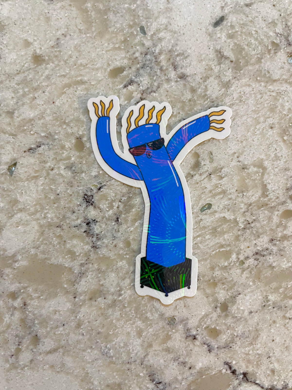 Wacky Inflatable Man Sticker l Gloss or Holographic Laminate l Waterproof Decal