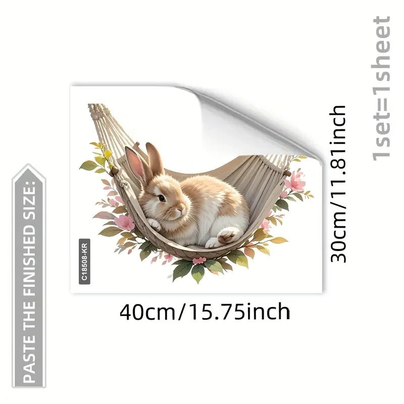 NEW Bunny Rabbit Decal Wall Hammock Sticker Flowers Decor Adhesive Removable 95