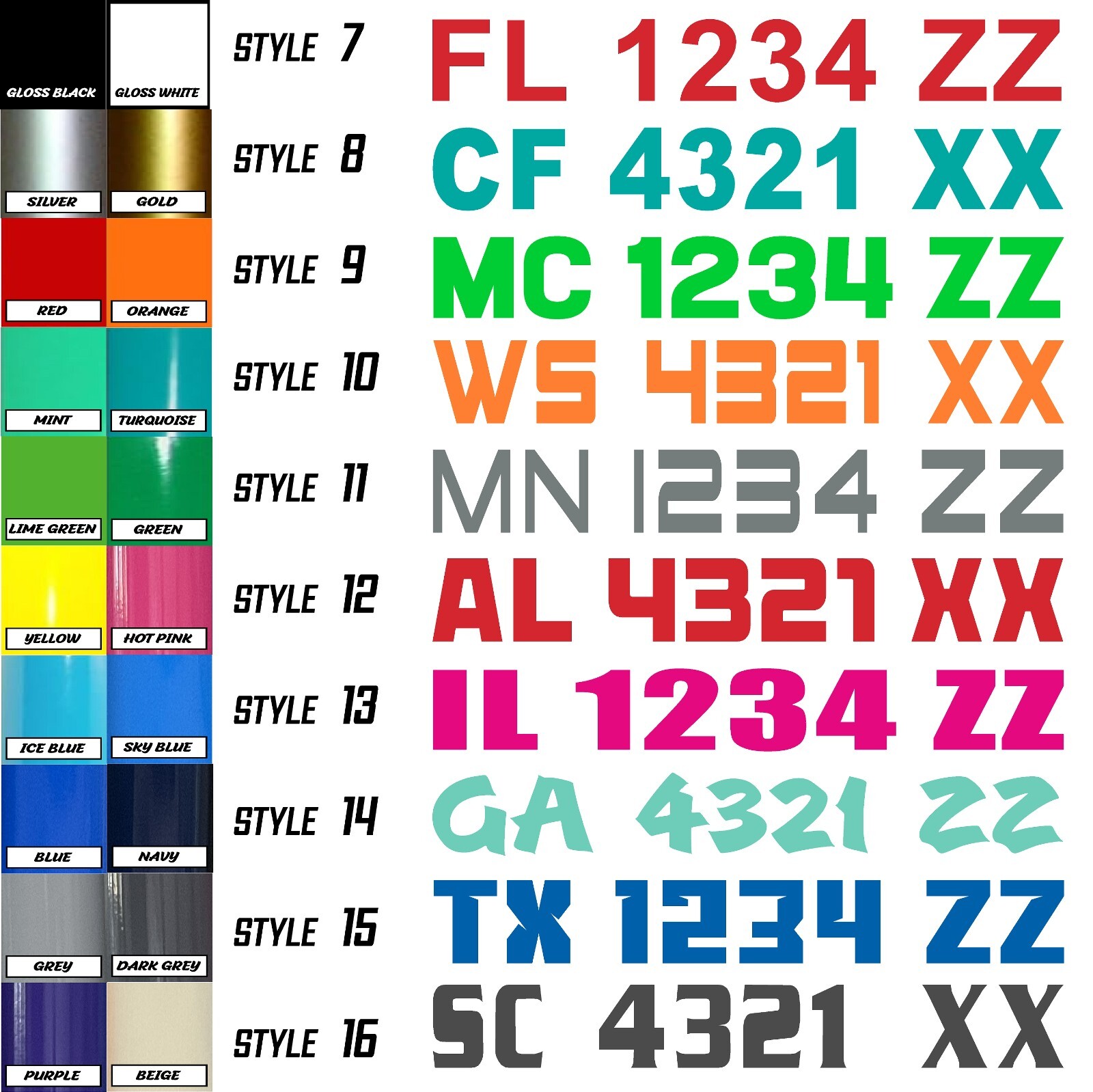 Boat Registration Numbers & Letters 2 Pack Custom 3" Boat & Jetski Stickers 1CL