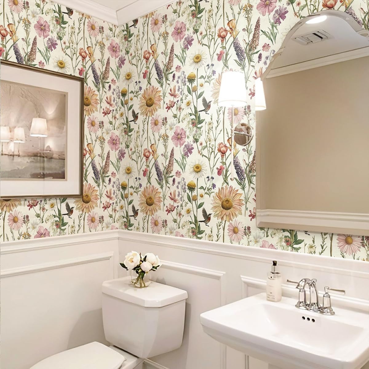 Floral Peel and Stick Wallpaper Vintage Flower Contact Paper