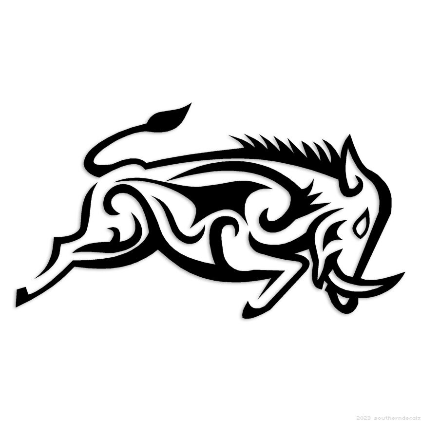 Tribal Wild Pig Boar – Decal Sticker – Multiple Colors & Sizes – ebn6951
